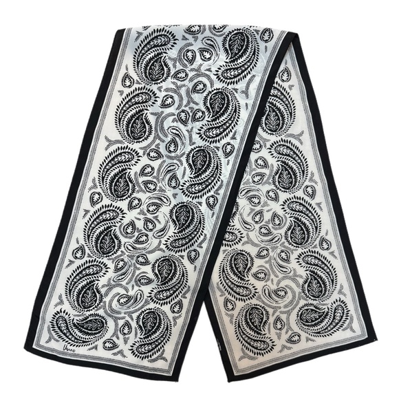 Vera Black & White Paisley Long Scarf – Silky Feel - Picture 3 of 6